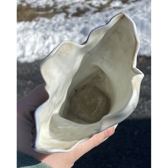 PAIR of Antique Victorian Blue Gilt Porcelain Leaves Vase Art Nouveau Mantel - Picture 14 of 16